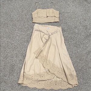 JASON WU Beige Eyelet Skirt Set